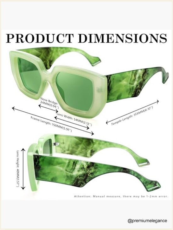 Oversized Square Sunglasses Thick Frame UV400 Protection Unisex main image 5